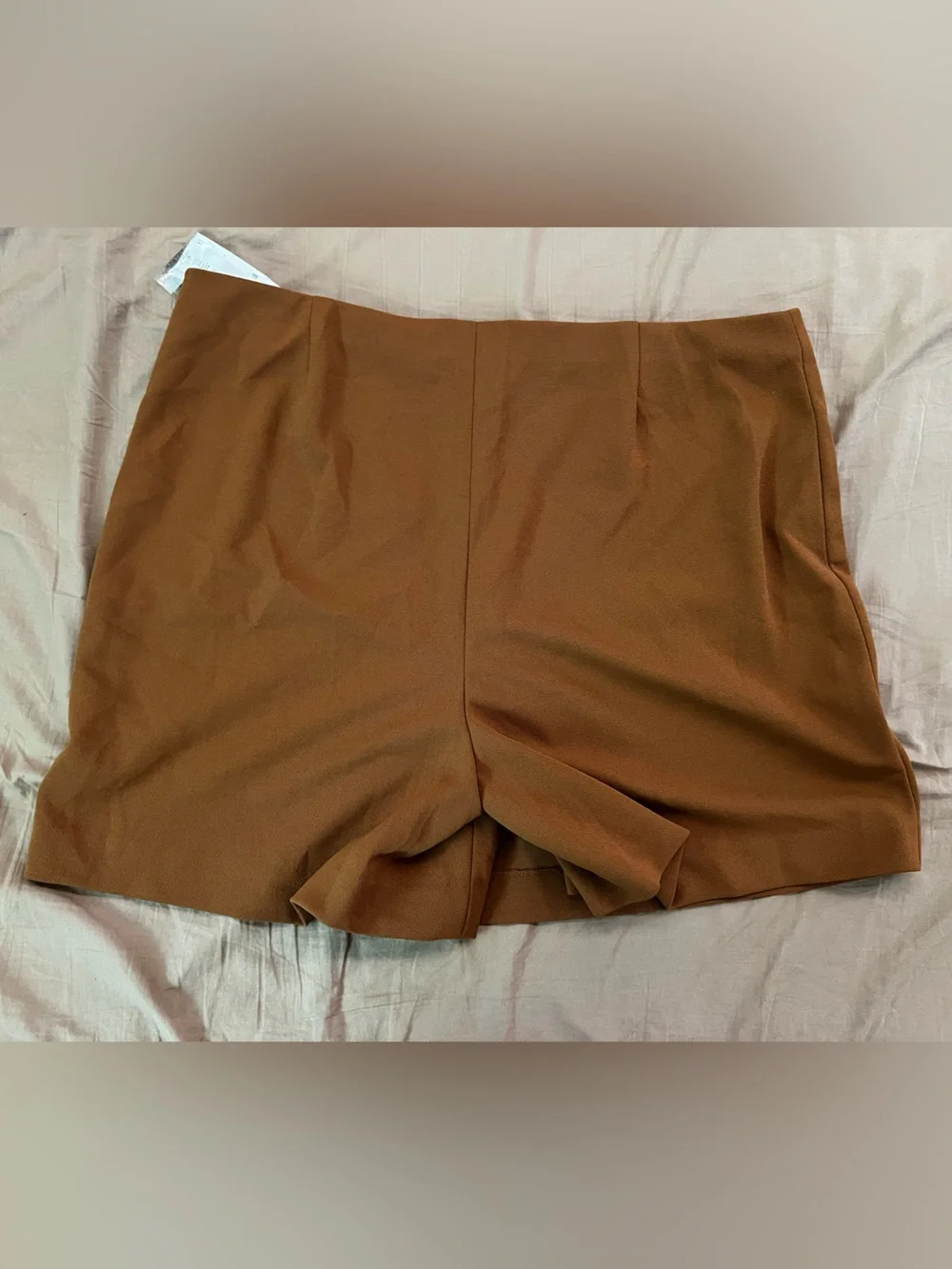 Bar III Chestnut Wrap-Front Mini Skort with Black Buttons